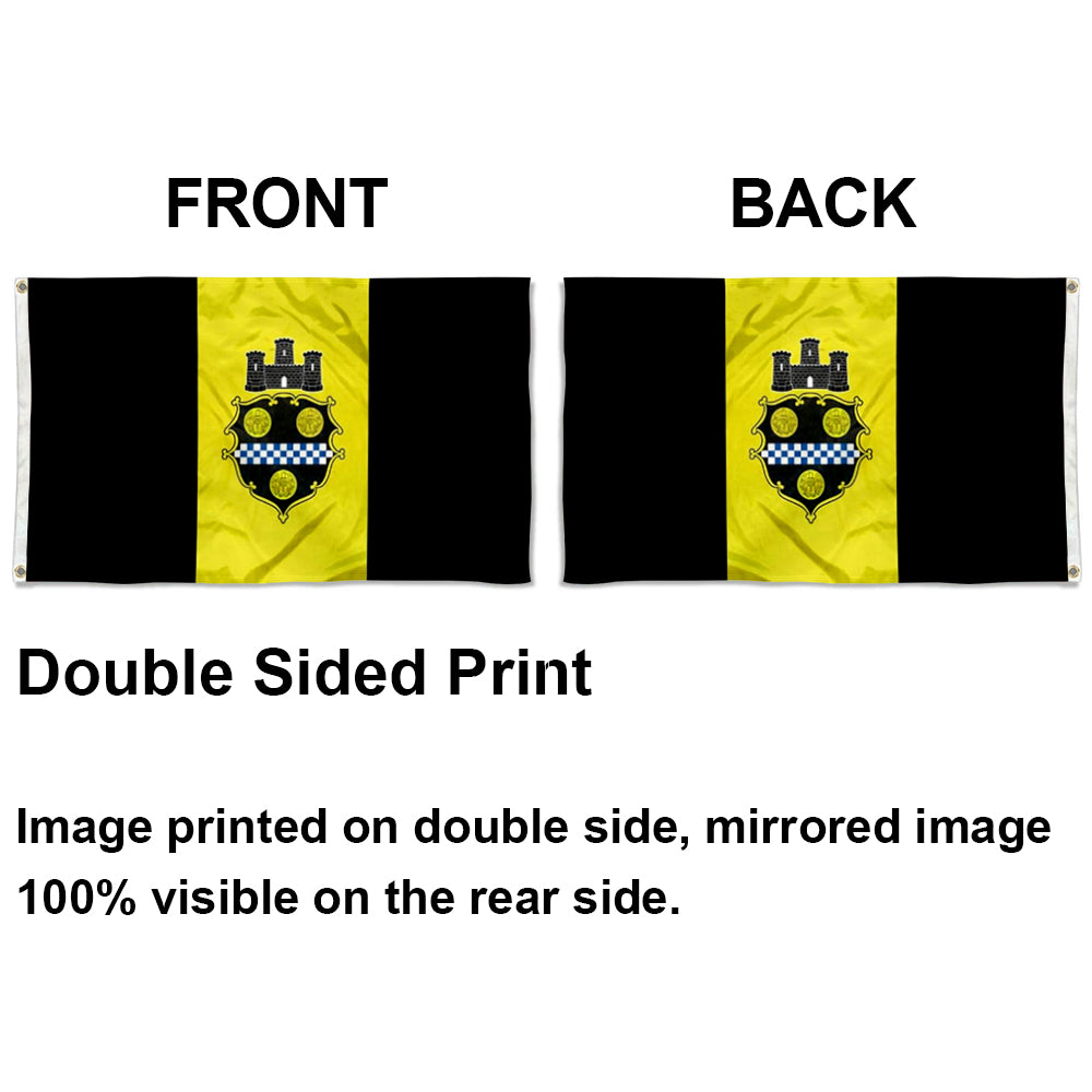 City of Pittsburgh (Pennsylvania, USA) Flag: 3x5ft Man Cave American Pennsylvania Historical Heraldic Style Decor Banner