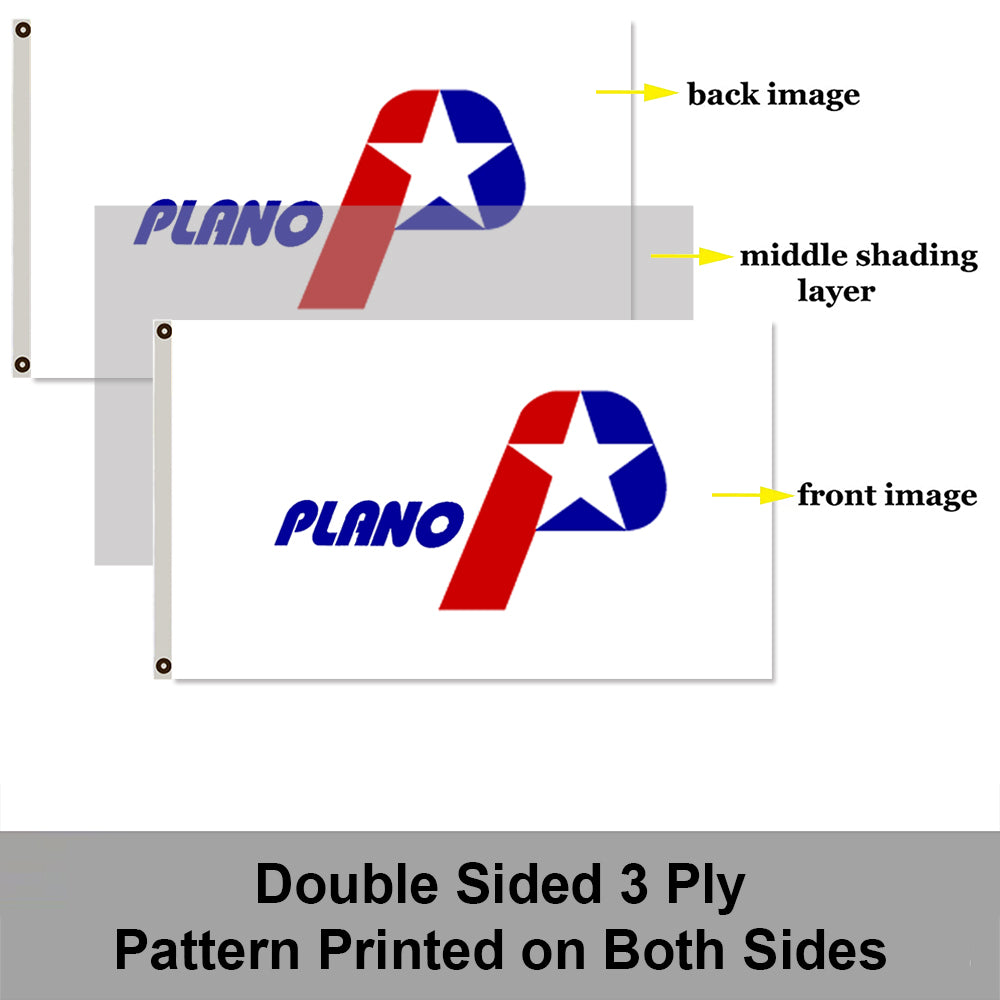 City of Plano (Texas, USA) Flag: 3x5ft Man Cave American Texas Modern Star-Mark Style Decor Banner