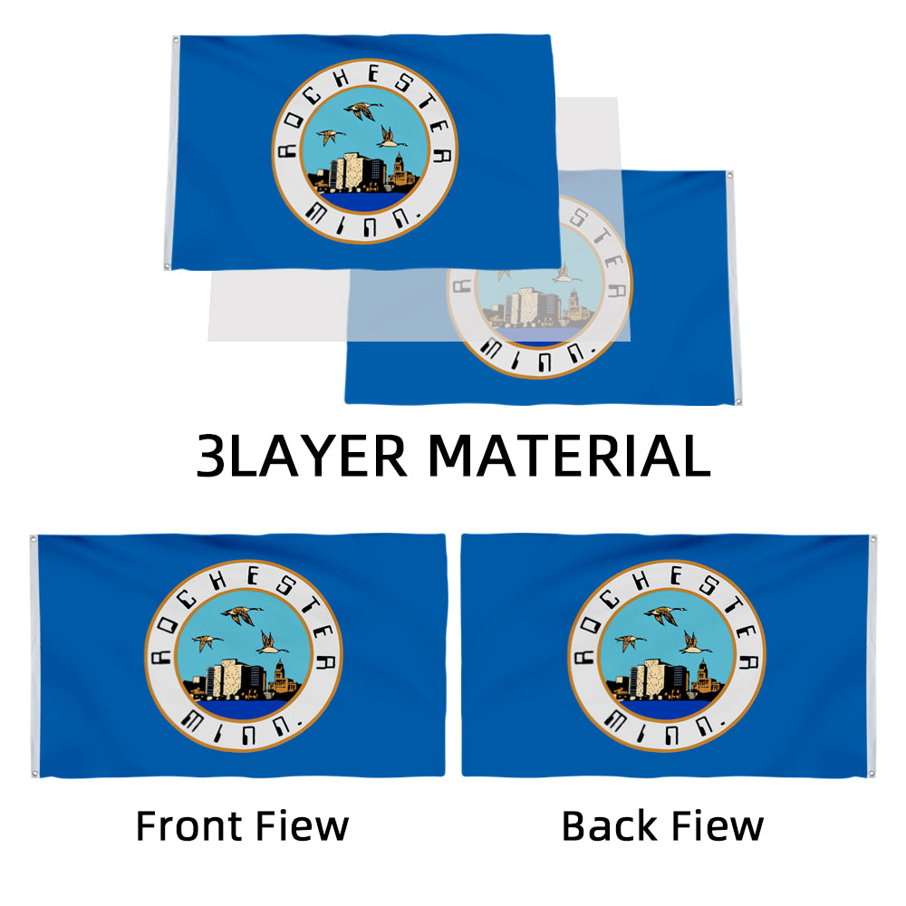 City of Rochester (Minnesota, USA) Flag: 3x5ft Man Cave American Minnesota Urban-Nature Style Decor Banner