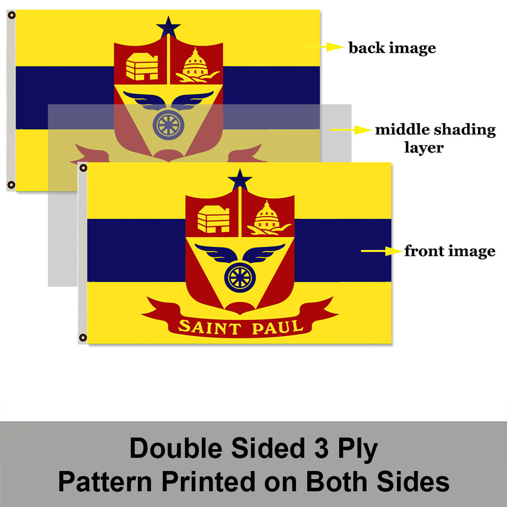 City of Saint Paul (Minnesota, USA) Flag: 3x5ft Man Cave American Minnesota Diversified Industry Style Decor Banner