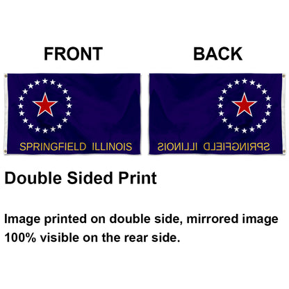 City of Springfield (Illinois, USA) Flag: 3x5ft Man Cave American Illinois Star-Mark Historical Style Decor Banner