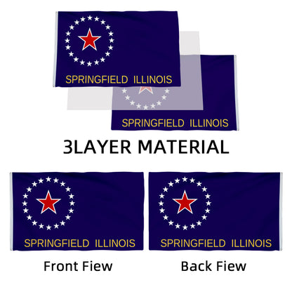 City of Springfield (Illinois, USA) Flag: 3x5ft Man Cave American Illinois Star-Mark Historical Style Decor Banner
