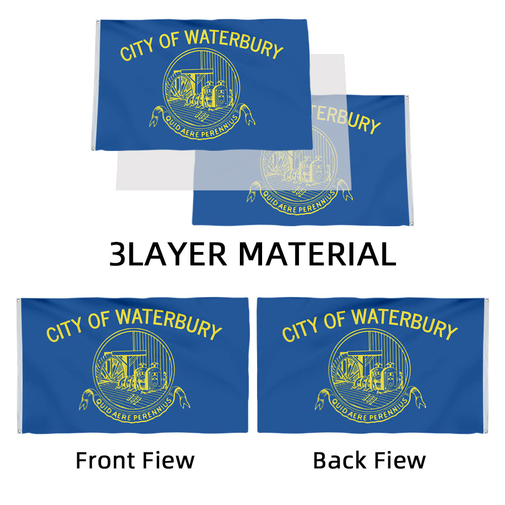 City of Waterbury (Connecticut, USA) Flag: 3x5ft Man Cave American New England Industrial Retro Style Decor Banner