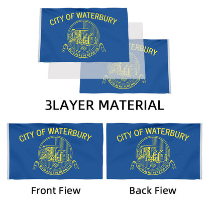 City of Waterbury (Connecticut, USA) Flag: 3x5ft Man Cave American New England Industrial Retro Style Decor Banner