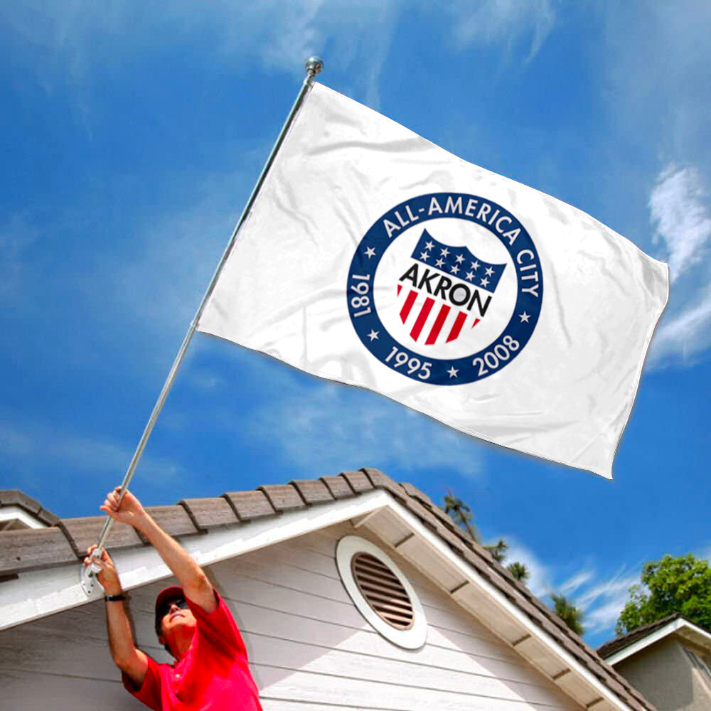 City of Akron flag, Ohio flags 3x5ft banner man cave