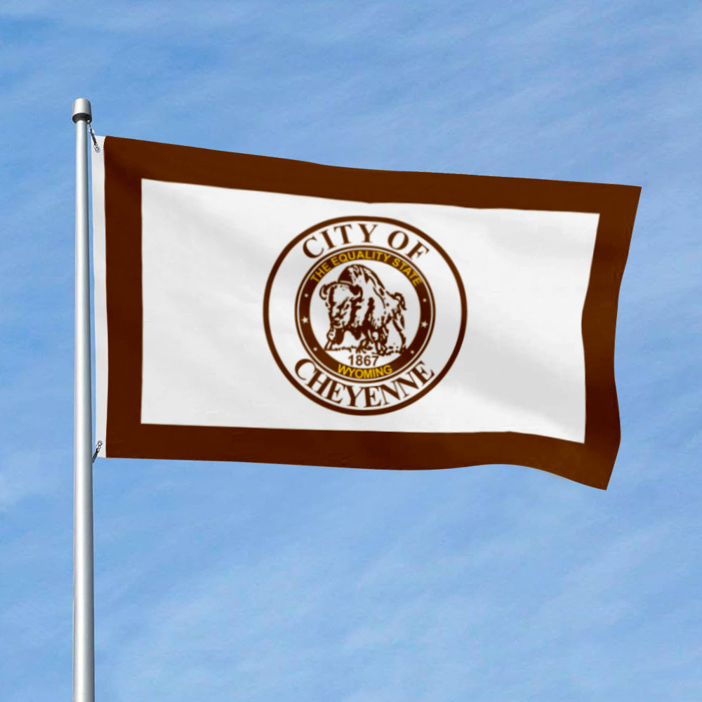 City of Cheyenne (Wyoming, USA) Flag: 3x5ft Man Cave American Wyoming Western Bison Style Decor Banner
