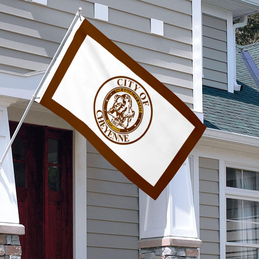 City of Cheyenne (Wyoming, USA) Flag: 3x5ft Man Cave American Wyoming Western Bison Style Decor Banner