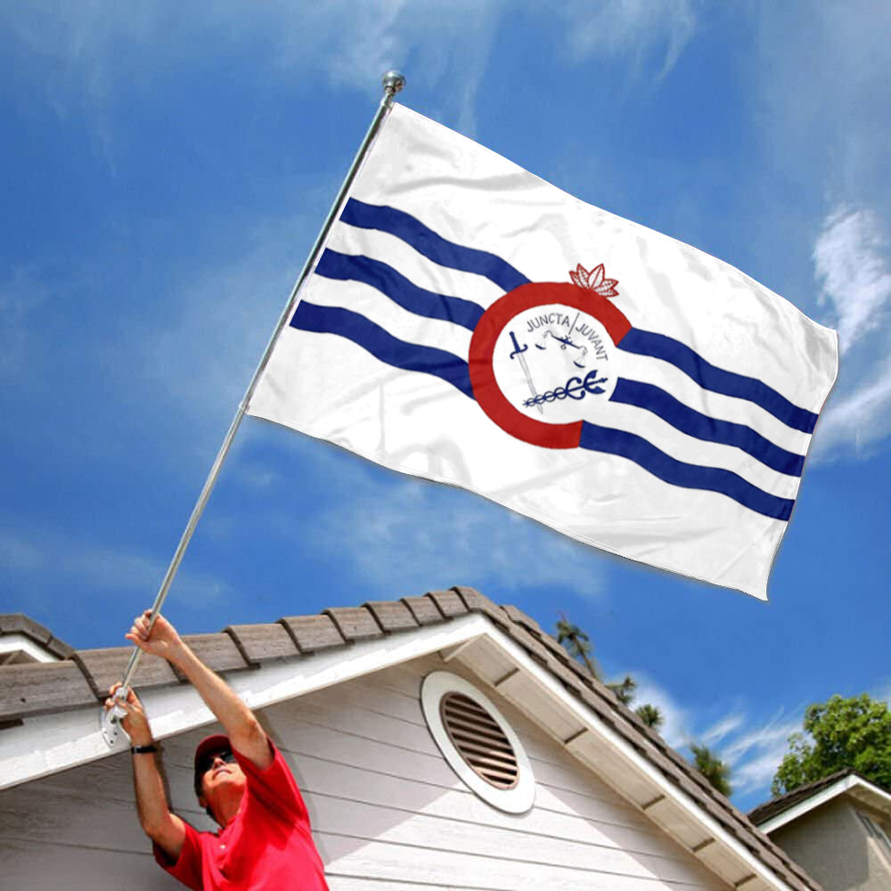 City of Cincinnati (Ohio, USA) Flag: 3x5ft Man Cave American Ohio City Emblem Style Decor Banner 中文核心亮点