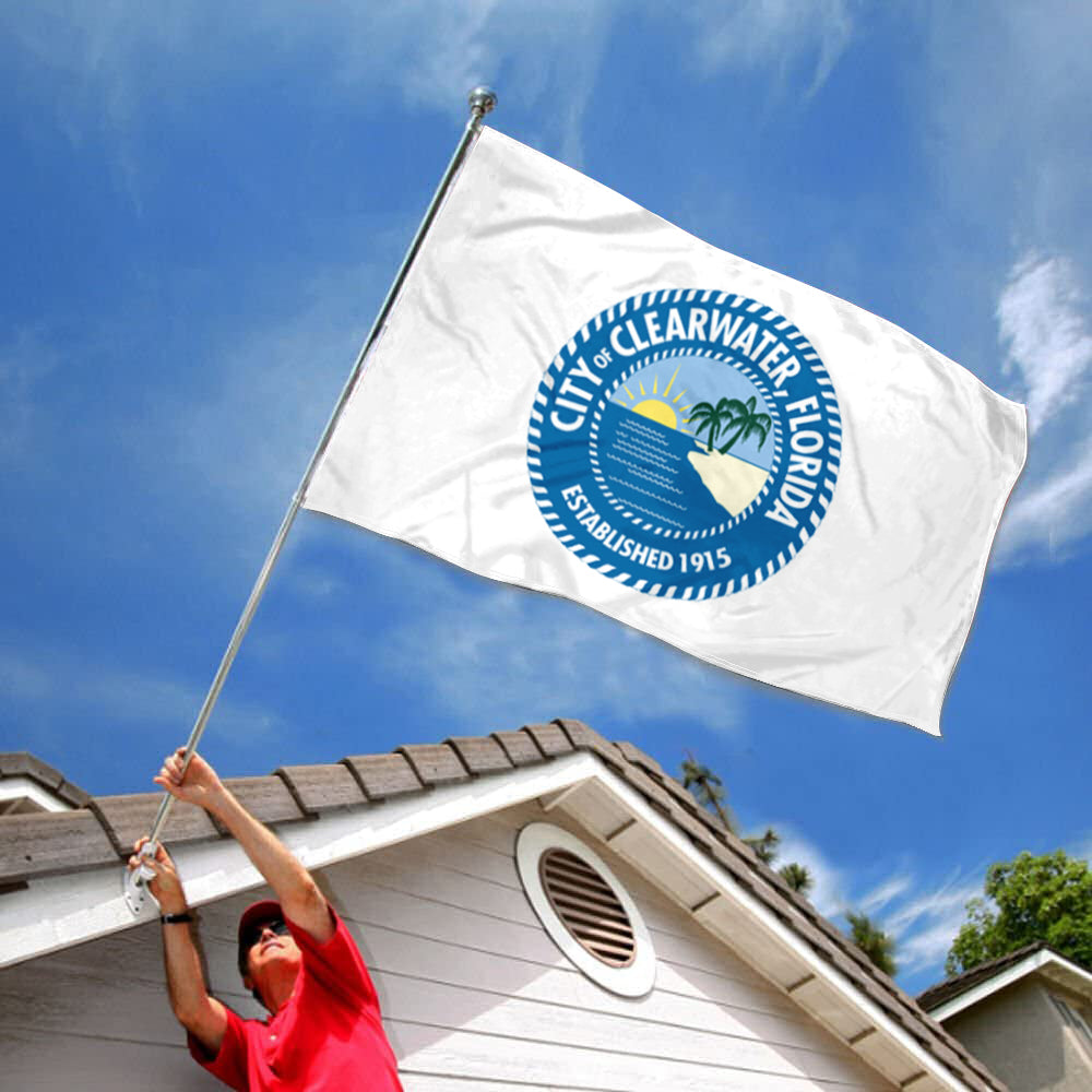 City of Clearwater (Florida, USA) Flag: 3x5ft Man Cave American Florida Coastal Resort Style Decor Banner