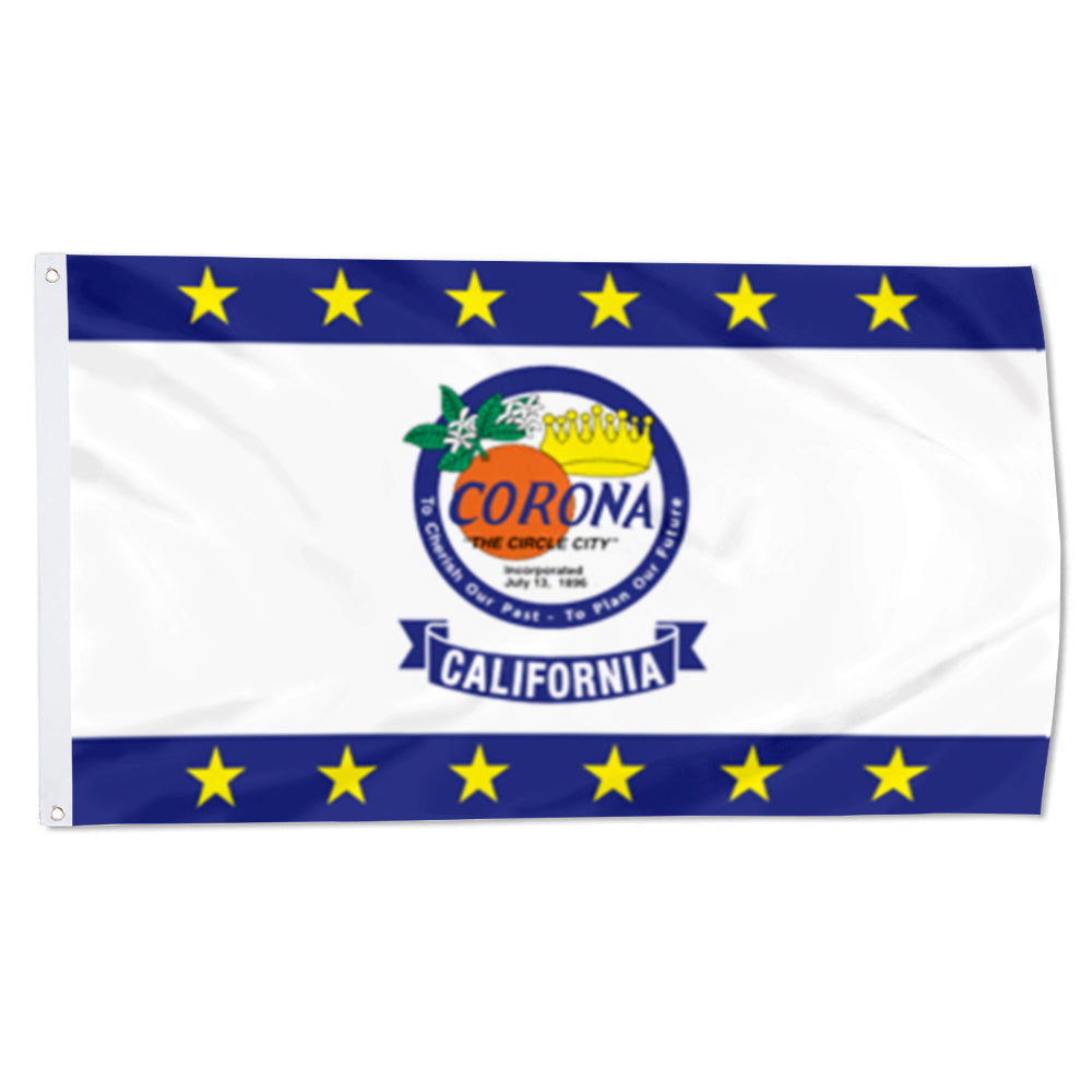 City of Corona (California, USA) Flag: 3x5ft Man Cave American California Circle City Style Decor Banner
