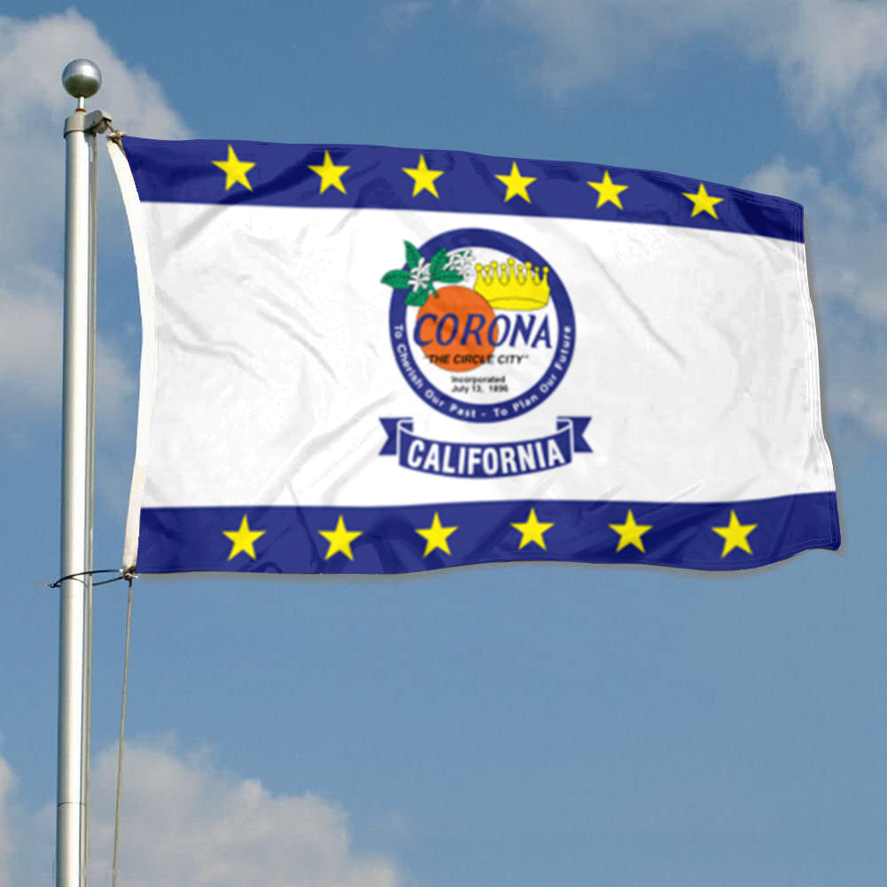 City of Corona (California, USA) Flag: 3x5ft Man Cave American California Circle City Style Decor Banner