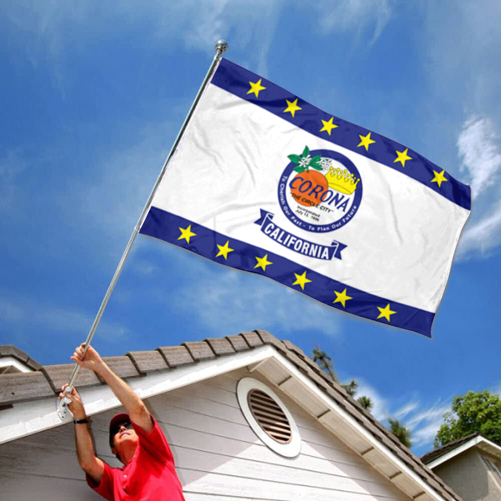 City of Corona (California, USA) Flag: 3x5ft Man Cave American California Circle City Style Decor Banner