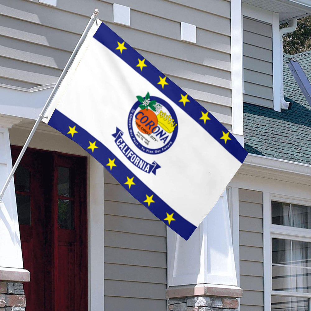 City of Corona (California, USA) Flag: 3x5ft Man Cave American California Circle City Style Decor Banner