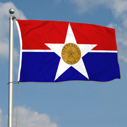 City of Dallas (Texas, USA) Flag: 3x5ft Man Cave American Texas City Star Logo Style Decor Banner
