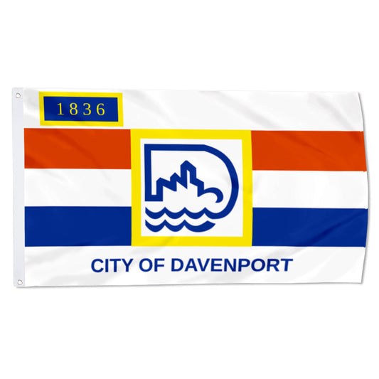 City of Davenport (Iowa, USA) Flag: 3x5ft Man Cave American Iowa River City Logo Style Decor Banner