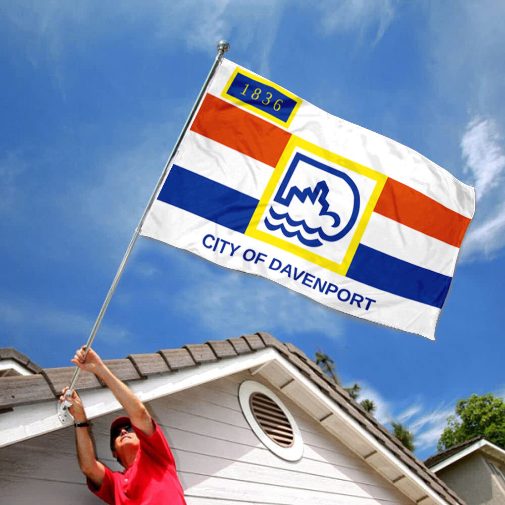 City of Davenport (Iowa, USA) Flag: 3x5ft Man Cave American Iowa River City Logo Style Decor Banner