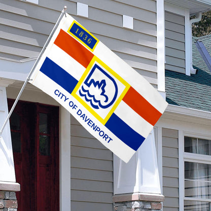 City of Davenport (Iowa, USA) Flag: 3x5ft Man Cave American Iowa River City Logo Style Decor Banner