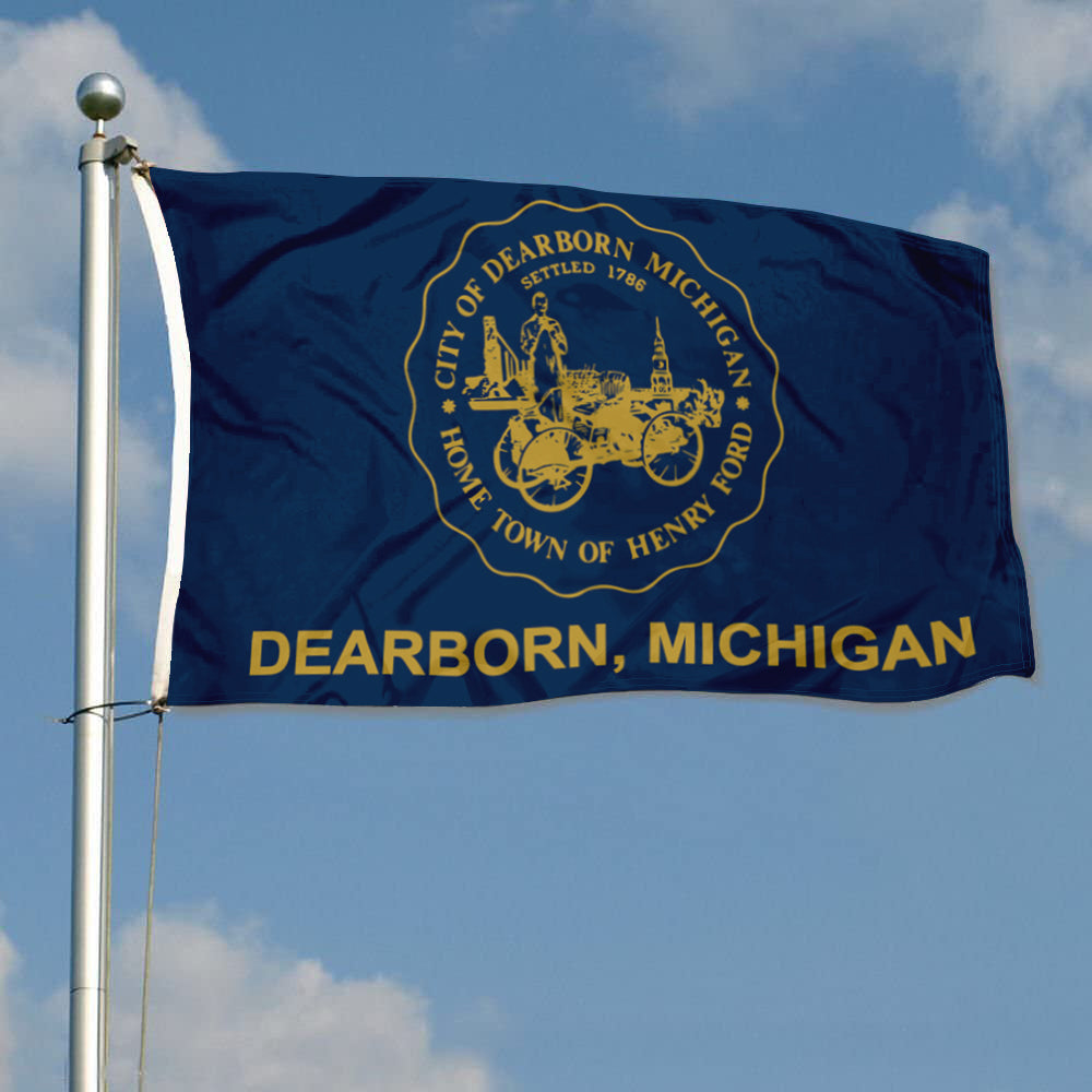 City of Dearborn (Michigan, USA) Flag: 3x5ft Man Cave American Michigan Industrial Memorial Style Decor Banner
