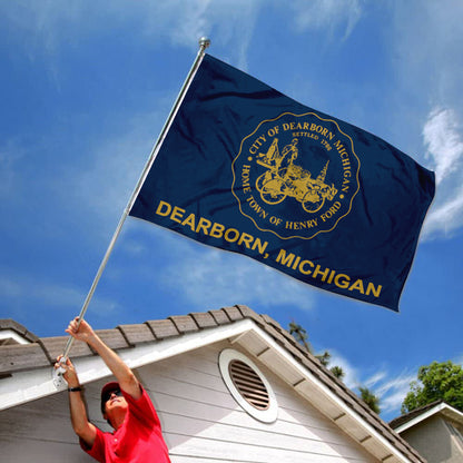 City of Dearborn (Michigan, USA) Flag: 3x5ft Man Cave American Michigan Industrial Memorial Style Decor Banner