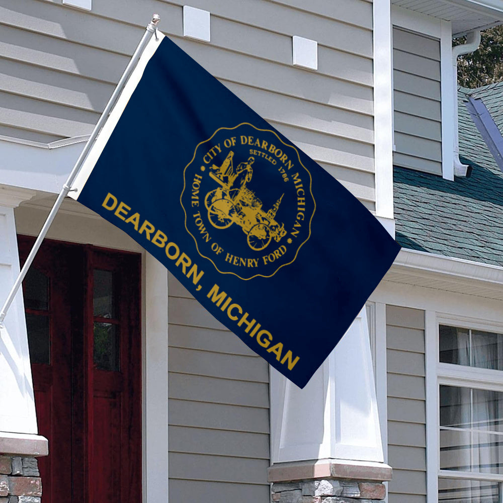 City of Dearborn (Michigan, USA) Flag: 3x5ft Man Cave American Michigan Industrial Memorial Style Decor Banner