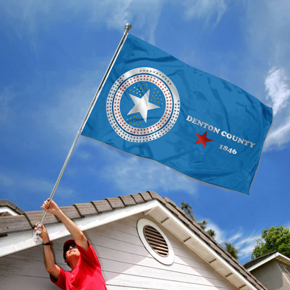 City of Denton (Texas, USA) Flag: 3x5ft Man Cave American Texas County City Logo Style Decor Banner