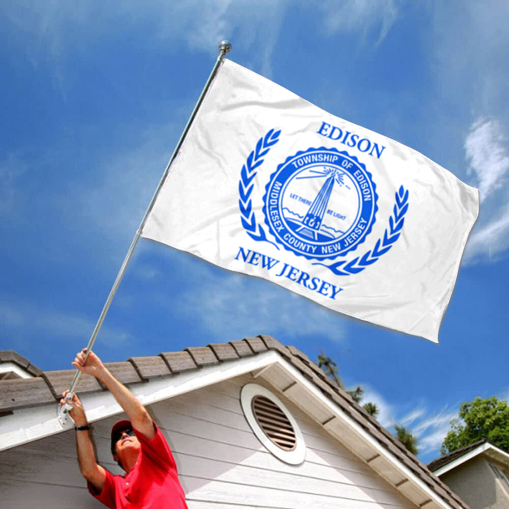City of Edison (New Jersey, USA) Flag: 3x5ft Man Cave American New Jersey Innovation Memorial Style Decor Banner