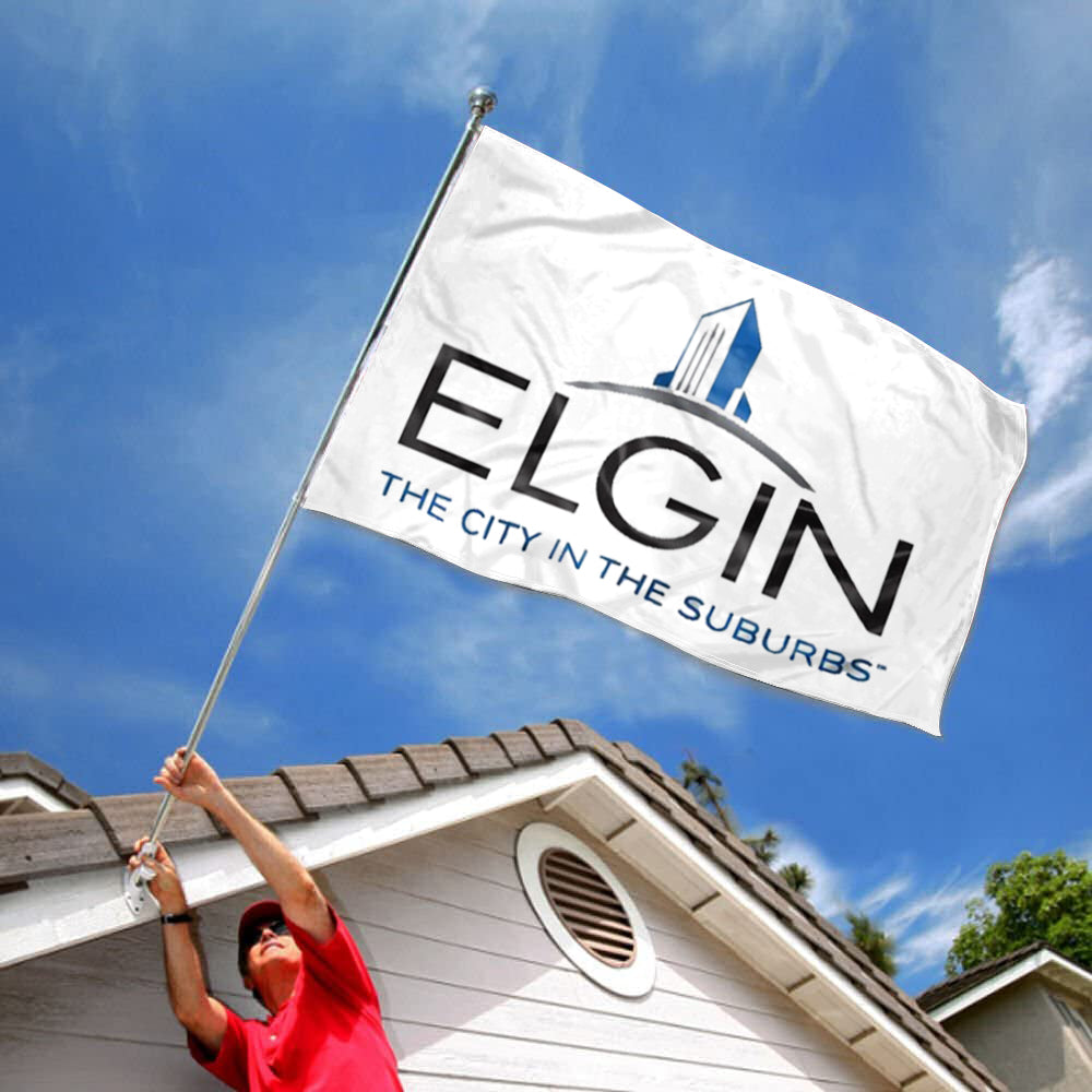 City of Elgin (Illinois, USA) Flag: 3x5ft Man Cave American Illinois Suburban Urban Style Decor Banner