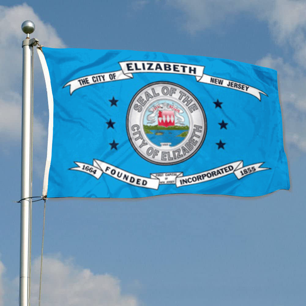 City of Elizabeth (New Jersey, USA) Flag: 3x5ft Man Cave American New Jersey Historical Heritage Style Decor Banner