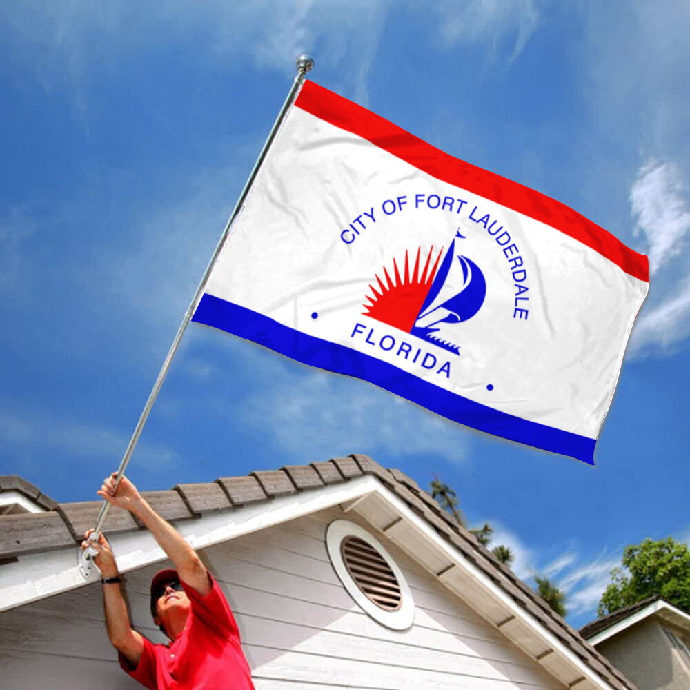 City of Fort Lauderdale (Florida, USA) Flag: 3x5ft Man Cave American Florida Coastal Resort Style Decor Banner
