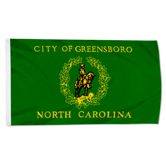 City of Greensboro (North Carolina, USA) Flag: 3x5ft Man Cave American North Carolina Historical Logo Style Decor Banner