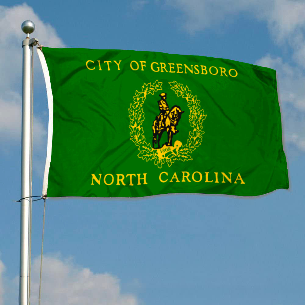 City of Greensboro (North Carolina, USA) Flag: 3x5ft Man Cave American North Carolina Historical Logo Style Decor Banner