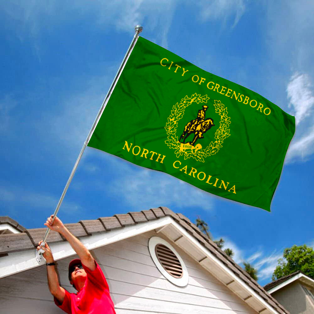 City of Greensboro (North Carolina, USA) Flag: 3x5ft Man Cave American North Carolina Historical Logo Style Decor Banner