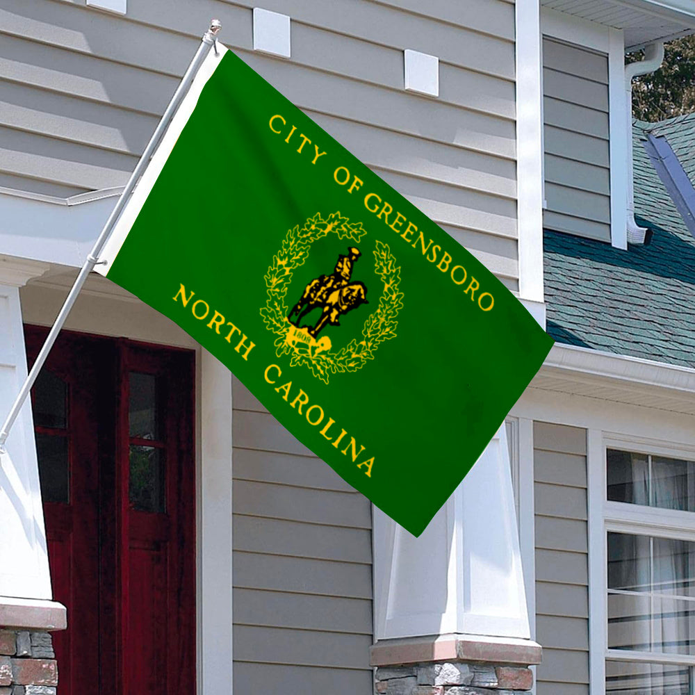 City of Greensboro (North Carolina, USA) Flag: 3x5ft Man Cave American North Carolina Historical Logo Style Decor Banner