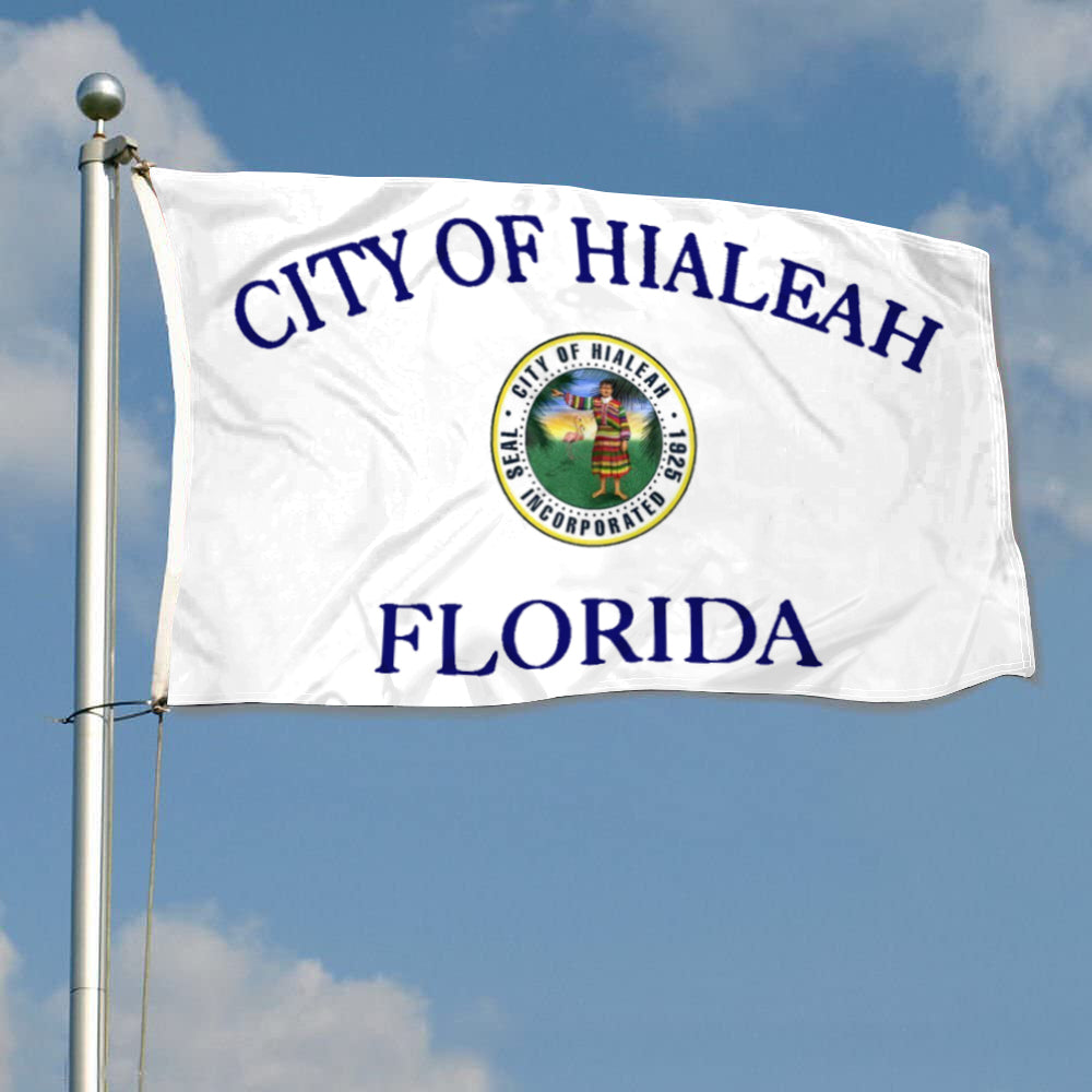 City of Hialeah (Florida, USA) Flag: 3x5ft Man Cave American Florida Regional Folk Style Decor Banner