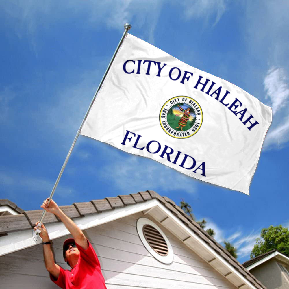 City of Hialeah (Florida, USA) Flag: 3x5ft Man Cave American Florida Regional Folk Style Decor Banner