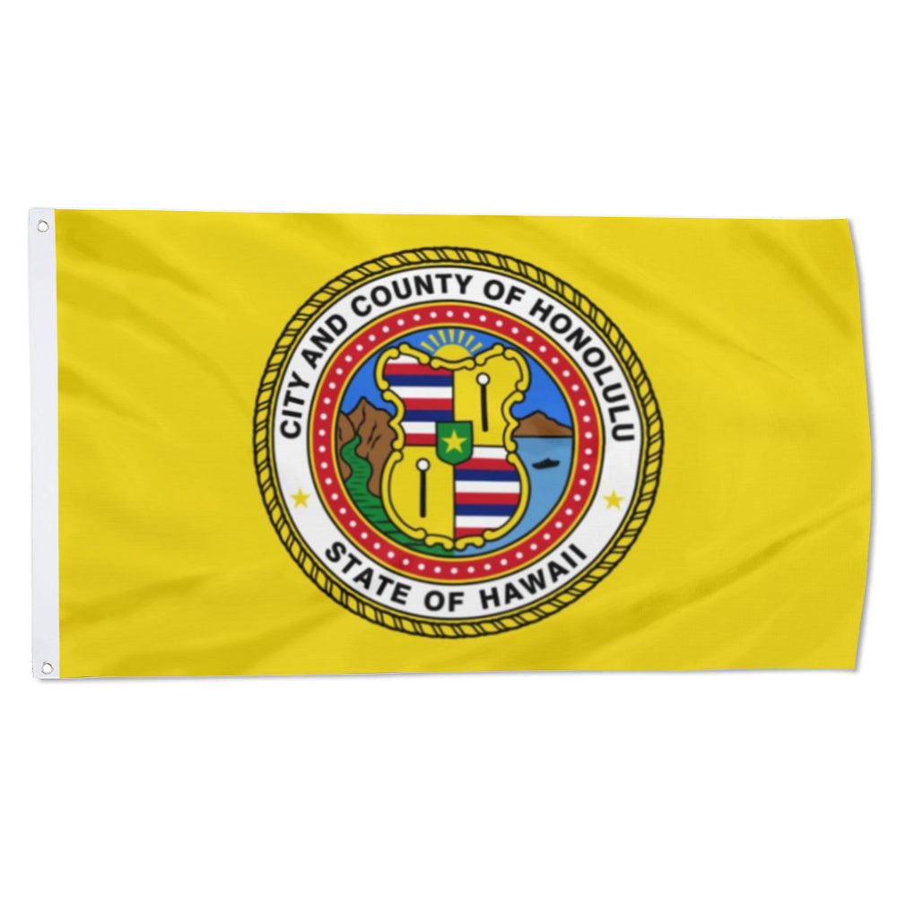 City and County of Honolulu (Hawaii, USA) Flag: 3x5ft Man Cave American Hawaii Island Regional Style Decor Banner
