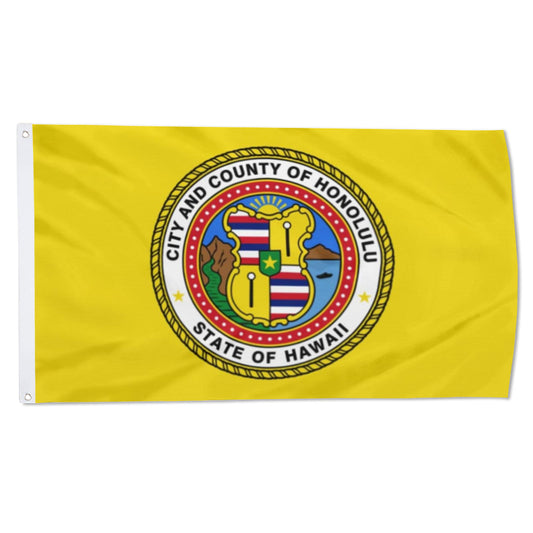 City and County of Honolulu (Hawaii, USA) Flag: 3x5ft Man Cave American Hawaii Island Regional Style Decor Banner