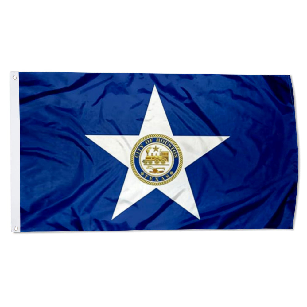 City of Houston (Texas, USA) Flag: 3x5ft Man Cave American Texas Metropolis Logo Style Decor Banner