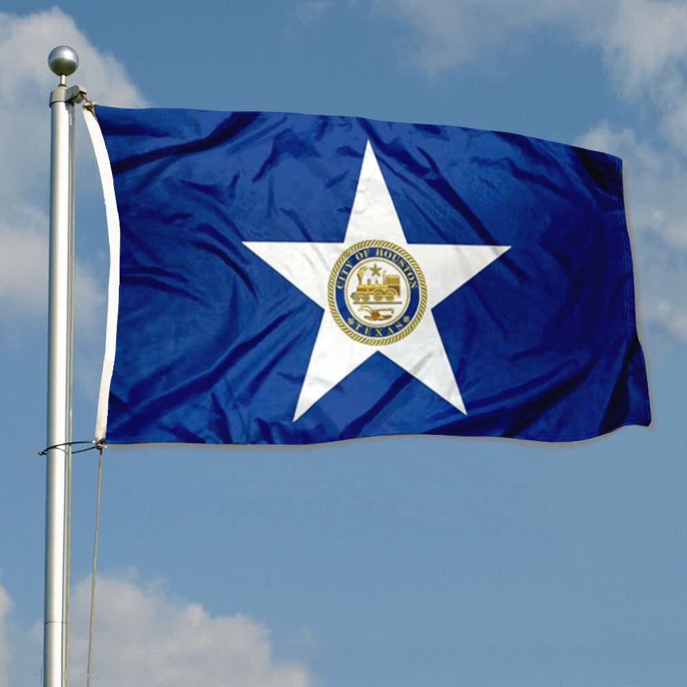 City of Houston (Texas, USA) Flag: 3x5ft Man Cave American Texas Metropolis Logo Style Decor Banner