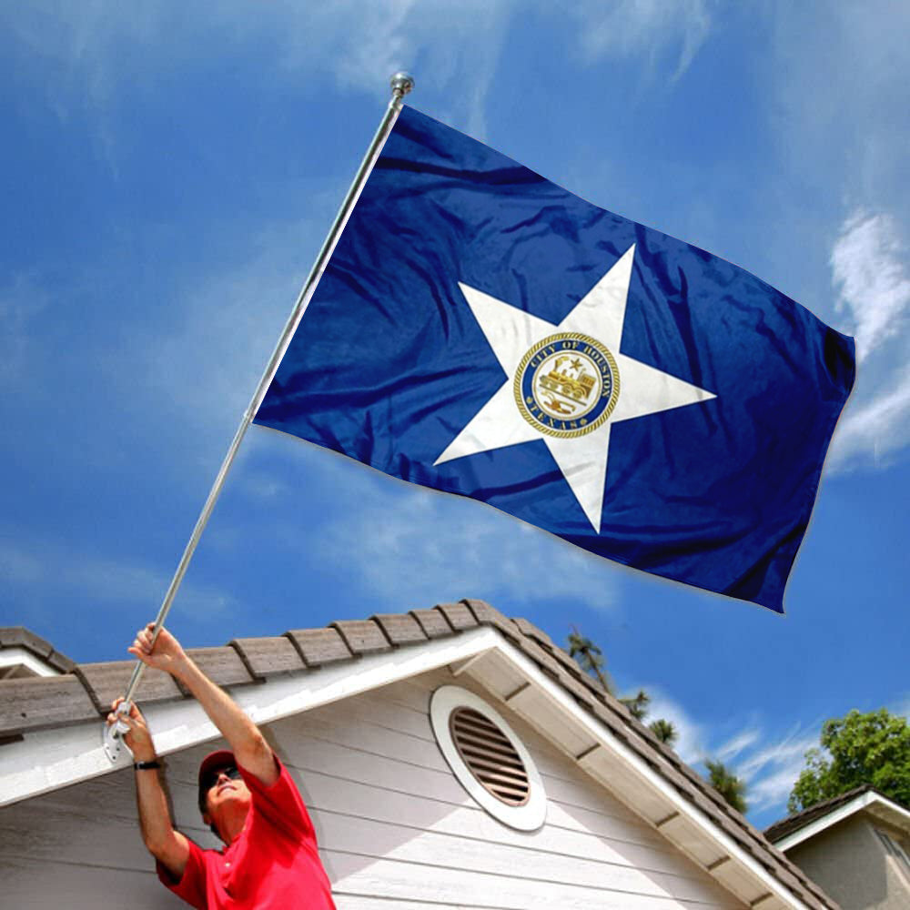 City of Houston (Texas, USA) Flag: 3x5ft Man Cave American Texas Metropolis Logo Style Decor Banner