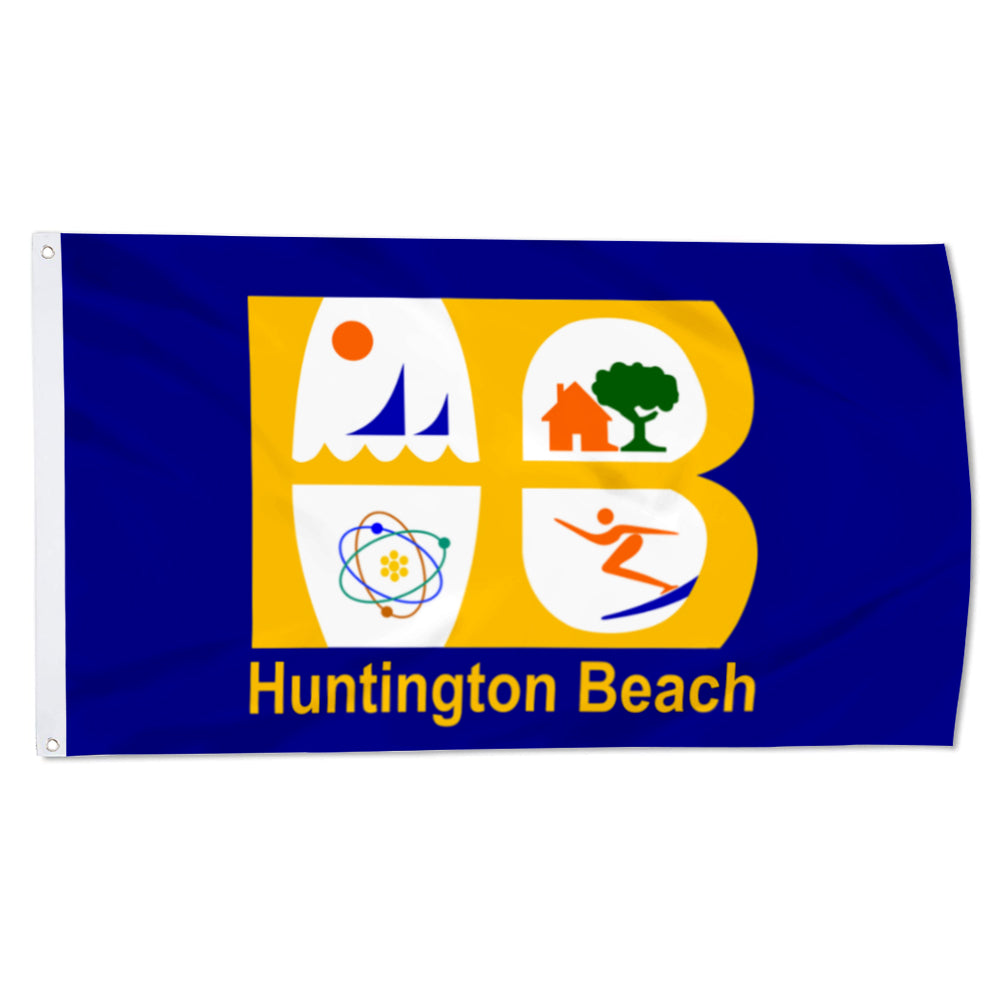 City of Huntington Beach (California, USA) Flag: 3x5ft Man Cave American California Coastal Multi-Style Decor Banner