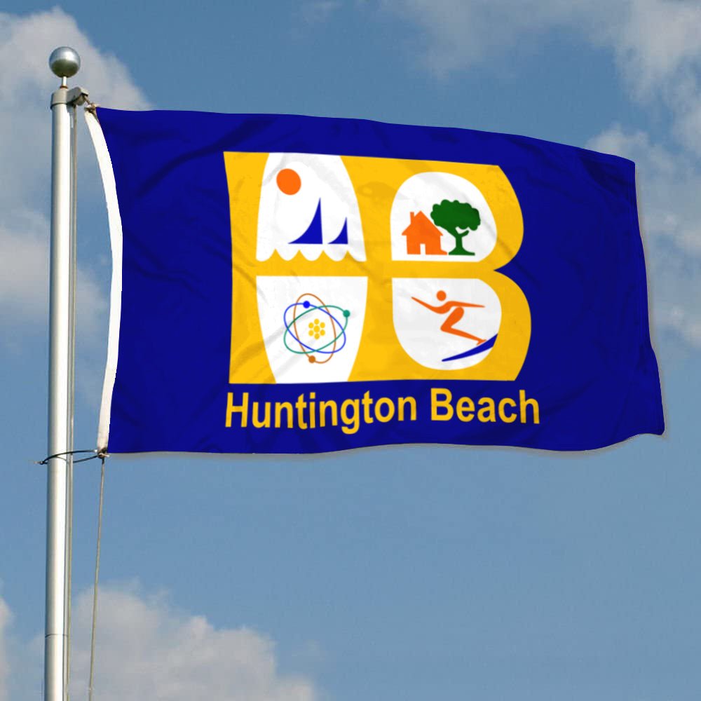 City of Huntington Beach (California, USA) Flag: 3x5ft Man Cave American California Coastal Multi-Style Decor Banner