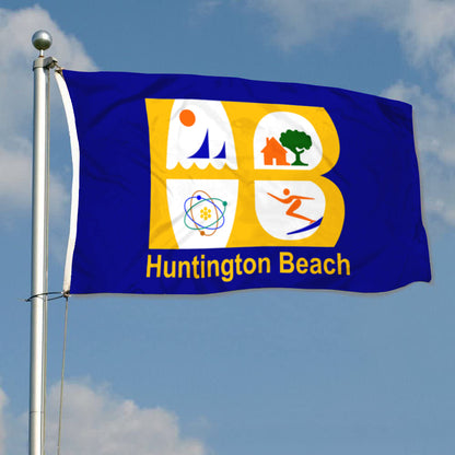 City of Huntington Beach (California, USA) Flag: 3x5ft Man Cave American California Coastal Multi-Style Decor Banner