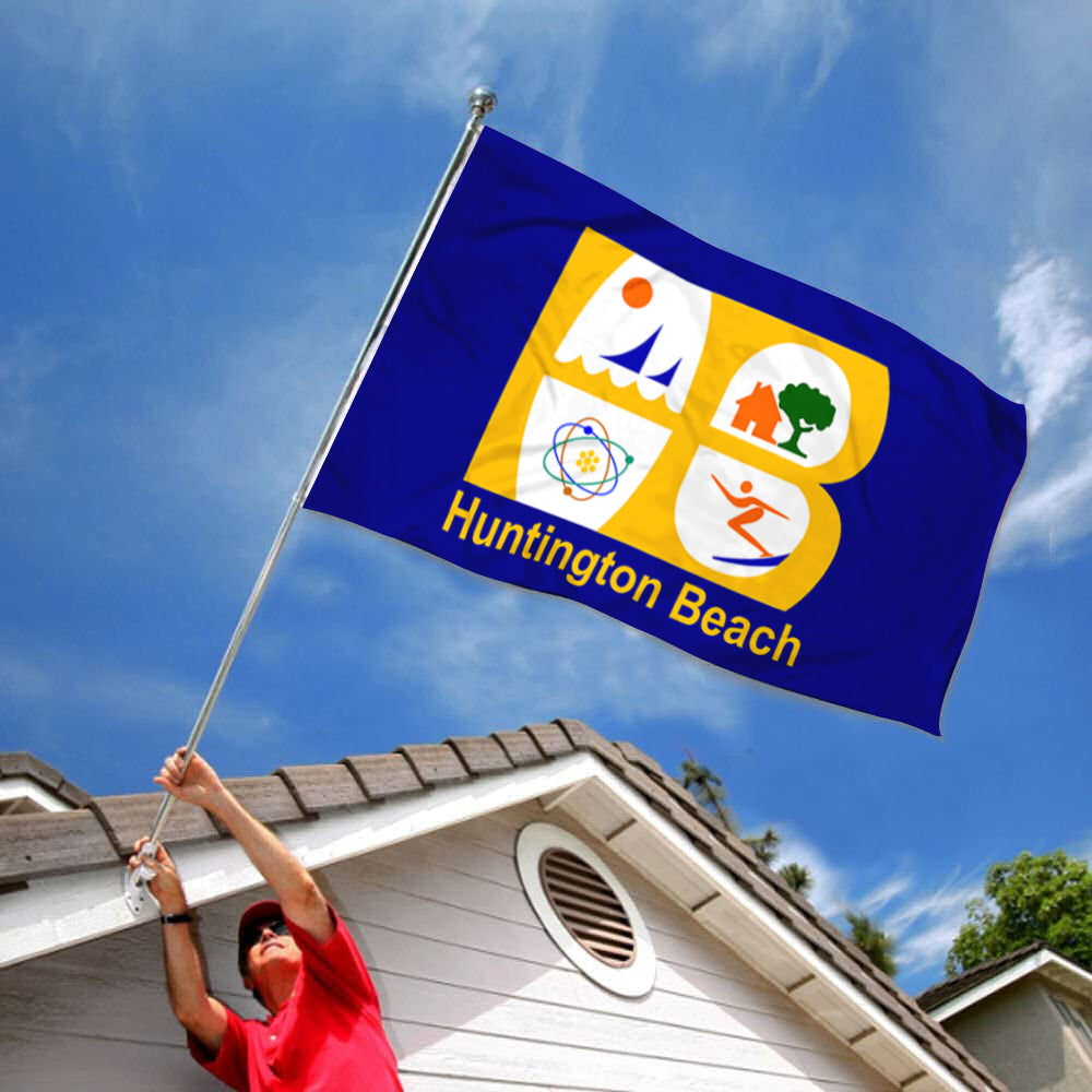 City of Huntington Beach (California, USA) Flag: 3x5ft Man Cave American California Coastal Multi-Style Decor Banner