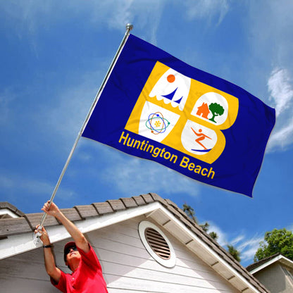 City of Huntington Beach (California, USA) Flag: 3x5ft Man Cave American California Coastal Multi-Style Decor Banner
