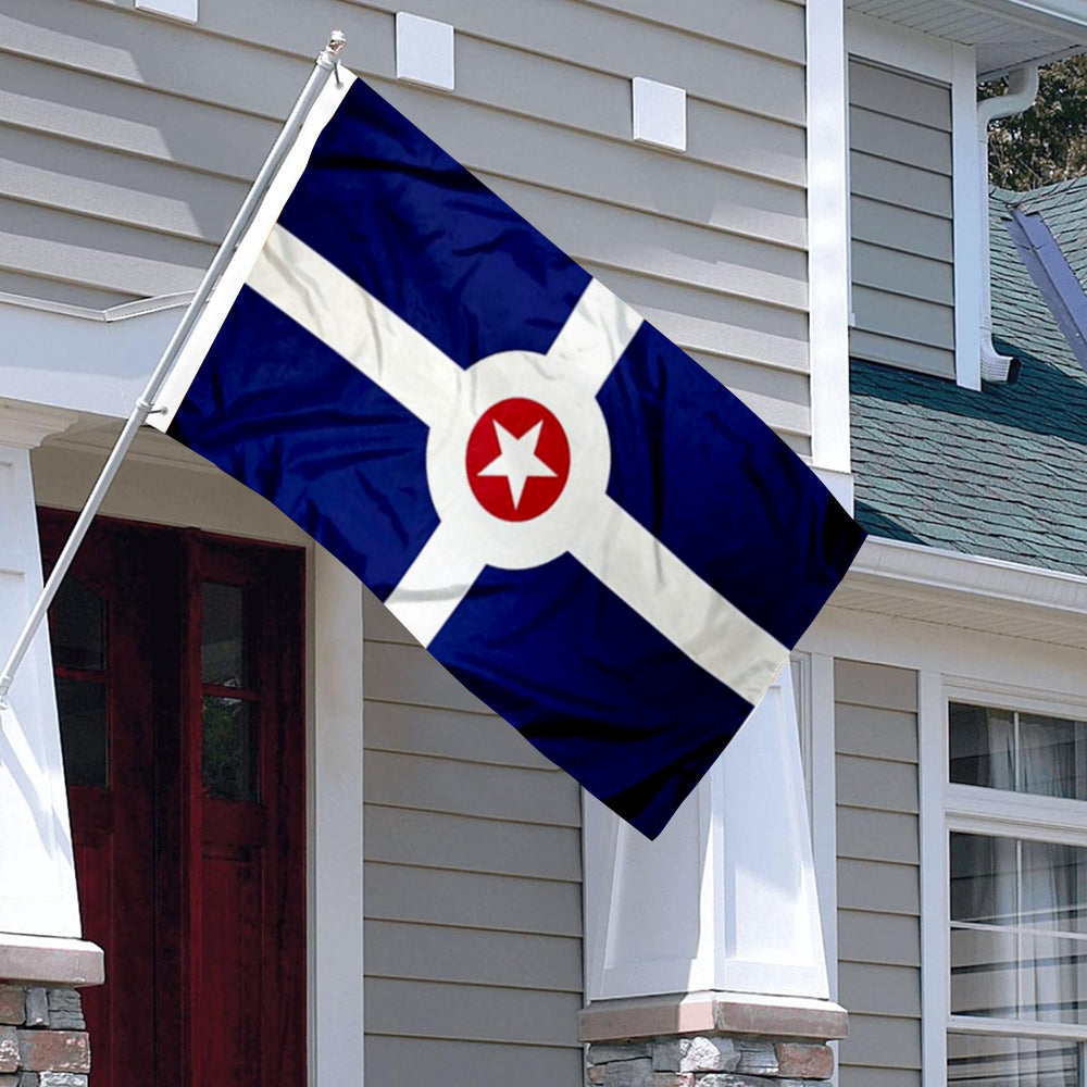 City of Indianapolis (Indiana, USA) Flag: 3x5ft Man Cave American Indiana Logo Classic Style Decor Banner