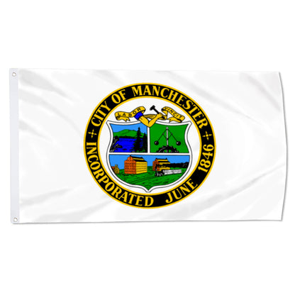 City of Manchester (New Hampshire, USA) Flag: 3x5ft Man Cave American New Hampshire Industrial-Agricultural Diverse Style Decor Banner