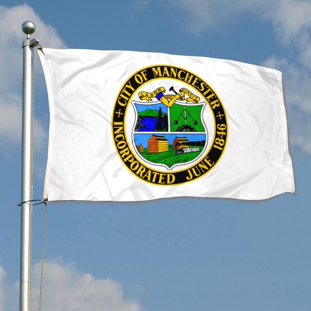 City of Manchester (New Hampshire, USA) Flag: 3x5ft Man Cave American New Hampshire Industrial-Agricultural Diverse Style Decor Banner