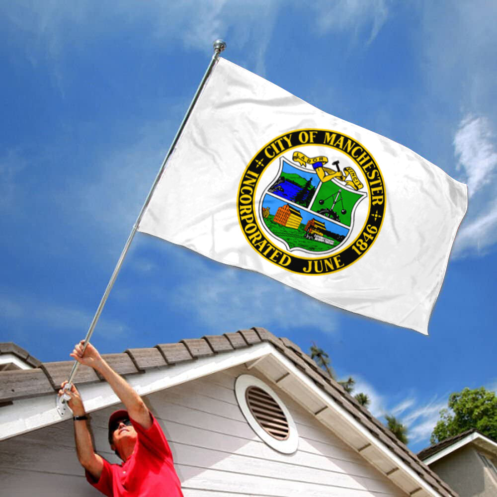 City of Manchester (New Hampshire, USA) Flag: 3x5ft Man Cave American New Hampshire Industrial-Agricultural Diverse Style Decor Banner