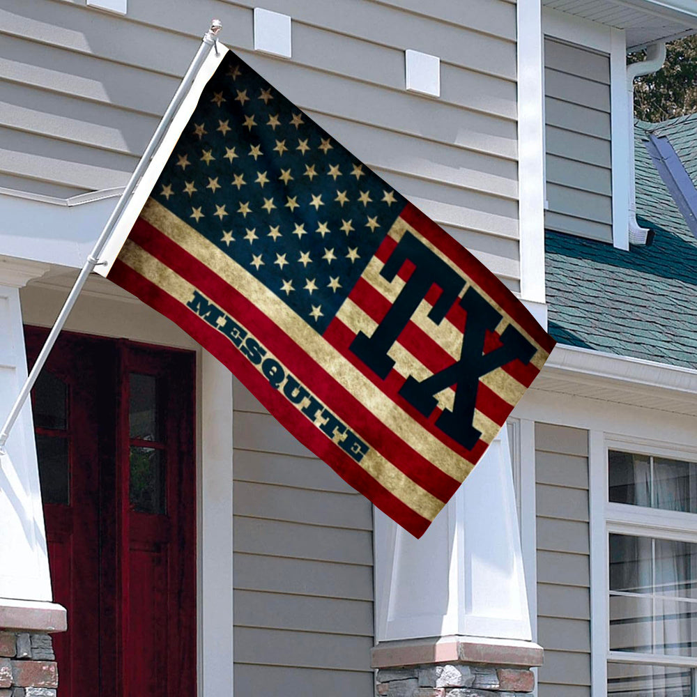 City of Mesquite (Texas, USA) Flag: 3x5ft Man Cave American Texas Retro State Flag Style Decor Banner